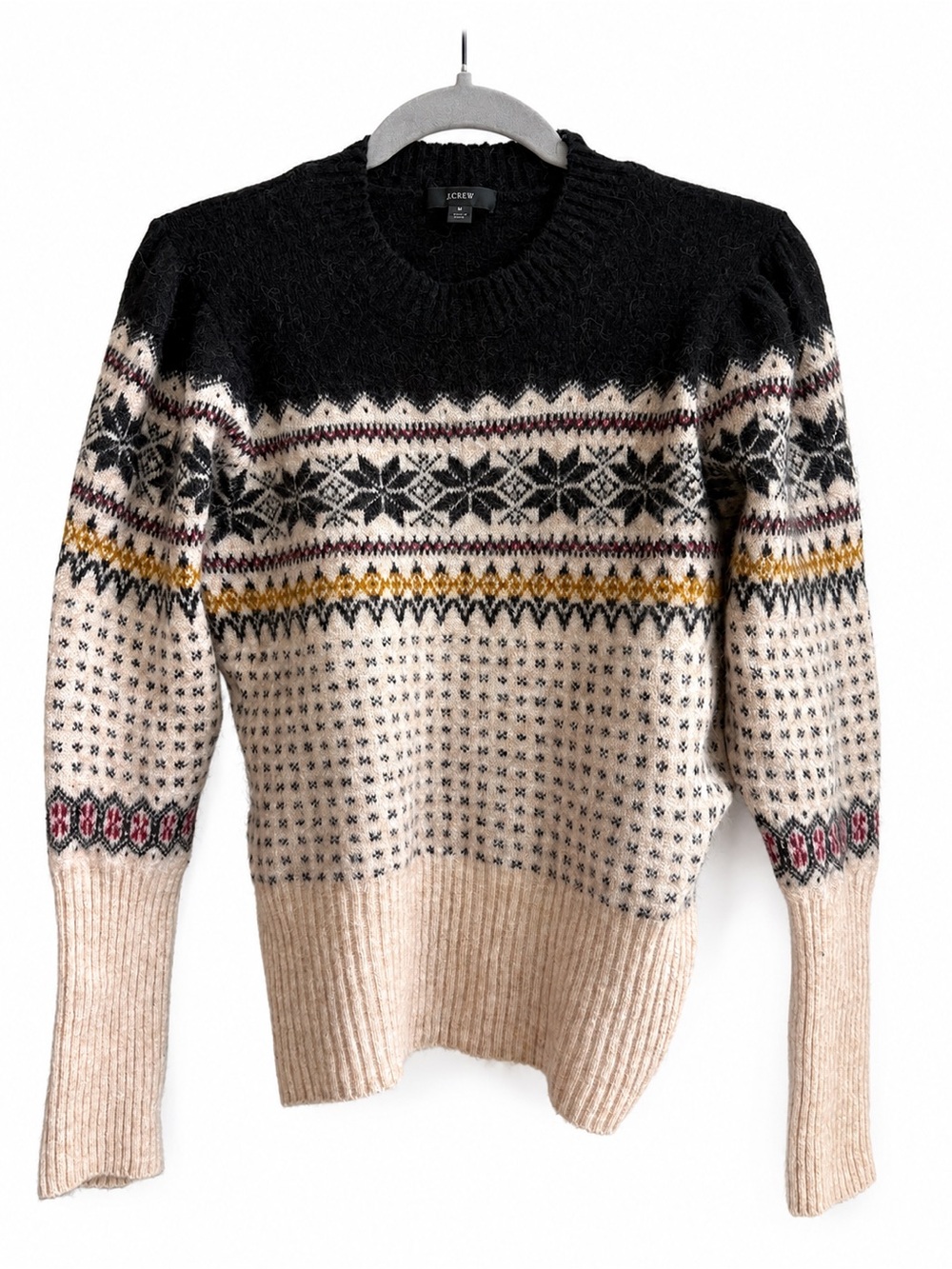 J.Crew Fair Isle Snowflake Alpaca Merino Wool Sweater M